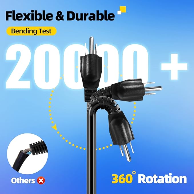 UL Listed Outdoor Extension Cord 3 Prong 15 FT SJTW 16/3 Gauge 13A 125V 1625W, Black Outdoor Extension Cord Waterproof, Flame & Cold Retardant,Water & Weather Resistant