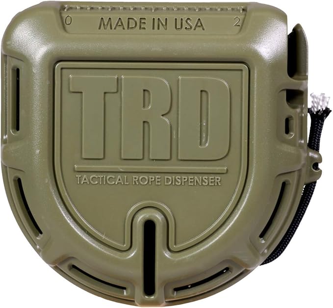 Atwood Rope MFG Tactical 550 Paracord Parachute Cord Rope Dispenser 50ft Spool TRD | Cutting Blade, Belt Clip, Cord Grip, View Port, Integrated Ruler
