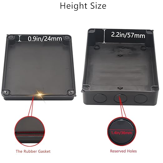 Junction Box, Reserved Holes Electrical Boxes Waterproof IP65 ABS Plastic Electrical Power Cord Enclosure Project Box Black 10 x 7.9 x 3.1 inch(255x200x80mm)