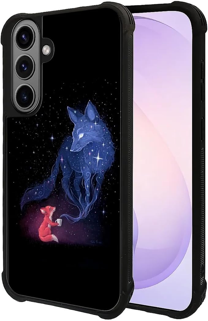 for Samsung Galaxy S26 Case,Graphic Design for Girl Boy Soft Silicone Hard Acrylic Shock Protection Designed for Samsung Galaxy S26 Galaxy Fox Wolf Pattern
