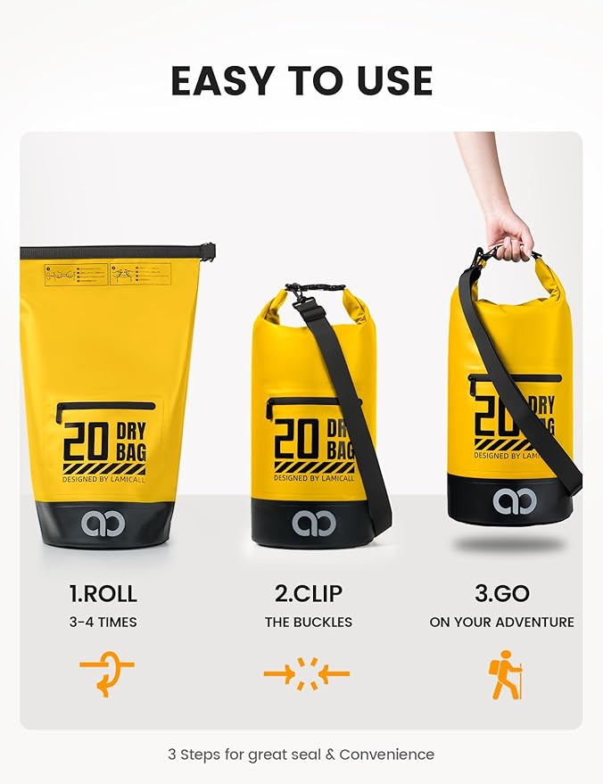 Lamicall Small Dry Bag, Waterproof Bag - [Durable & Floating] 5L/10L/20L/30L/40L Water Proof Bag with Waterproof Phone Pouch, Keeps Gear Dry Sack for Kayak Swim Boat Paddle Boarding Hiking Fishing