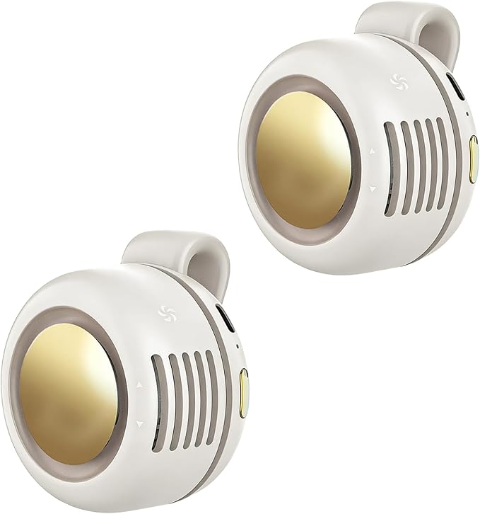 Portable Clip-On Fan, Mini USB Rechargeable 360° Rotatable Fan, 3-Speed Silent Mini Bladeless Fans (White and White)