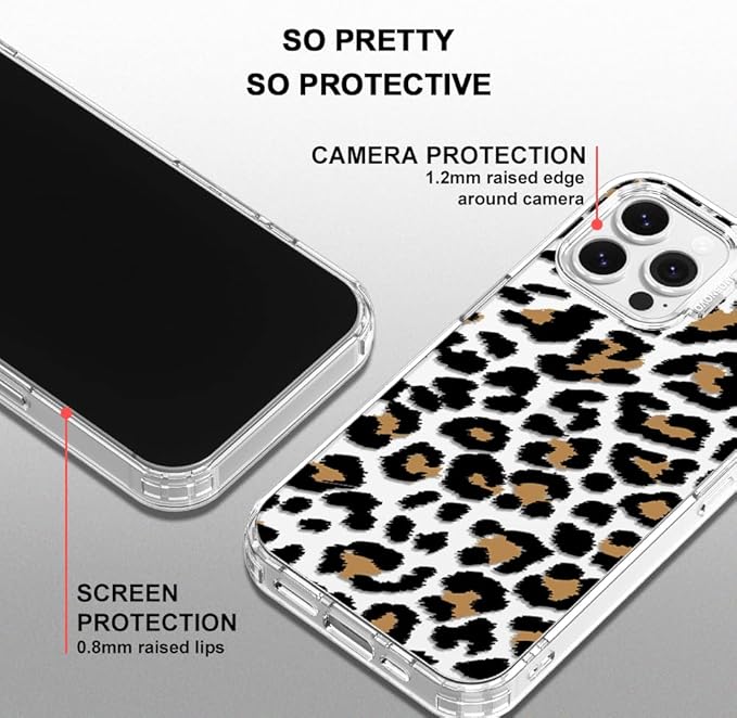 MOSNOVO Case for iPhone 13 Pro Max, [Buffertech 6.6ft Military-Grade Drop Protection] [Anti Peel Off Tech] Clear TPU Bumper Phone Case Cover Design - Leopard Print