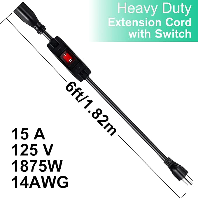 Extension Cord with Switch On/Off Waterproof Switch 6Ft No Plugging and Unplugging Invintage Stereo Devices Without Built-in Power Switch(6 FT)