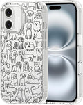 MOSNOVO Case for iPhone 16 Plus, [Buffertech 6.6ft Military-Grade Drop Protection] [Anti Peel Off Tech] Clear TPU Bumper Phone Case Cover Design - Doodle Dog