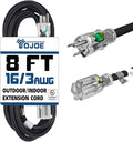 YOJOE Indoor Outdoor Extension Cord with Lighted End, 3 Prong 13A Weatherproof Power Cord, 16 Gauge Heavy Duty 8 ft Black Extension Cord for Garage, Garden and Home, 16/3 SJTW UL Listed