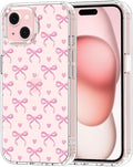 MOSNOVO Case for iPhone 15, [Buffertech 6.6ft Military-Grade Drop Protection] [Anti Peel Off Tech] Clear TPU Bumper Phone Case Cover Design - Bowtiful Love