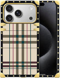 for iPhone 17 Pro Max Case Luxury Golden Decoration for Girl Women Soft TPU Shockproof Protective Hard PC Back for iPhone 17 Pro Max Crazy Pattern Black Red Beige Stripes