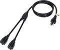 2 Way Power Cord Splitter Cable 15 Ft-3 Prong 1 to 2 Extension Cord-Outlet Saver-Elecan Male to Female Y Splitter Power Extension Cable Strip–UL Certified SJTW 16 Gauge 13 A/125 V–Black