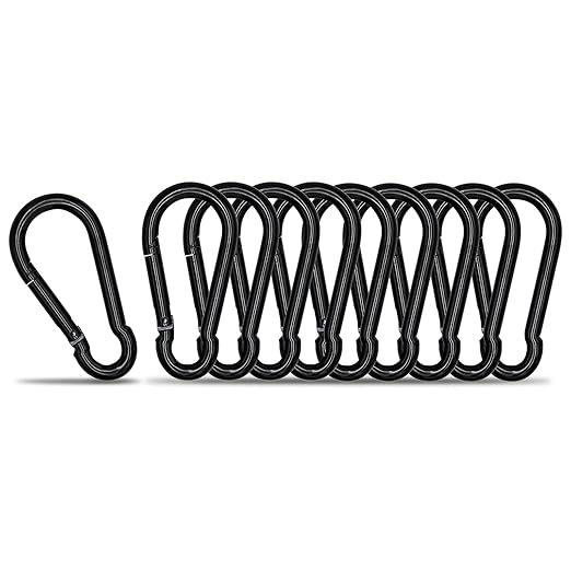 Small Carabiner Clip Hook, 2.75 inch 10 pcs Black Heavy Duty Spring Snap Hook Key Chain, Carabiners Clips for Outdoor Camping, Swing Set, Hammock, Hiking Travel, Fishing, Quick Link Keychain