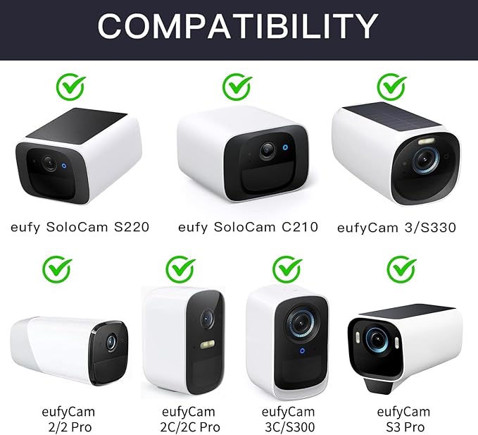 2Pack Gutter Mount Compatible with eufy Security SoloCam S220/C210, eufyCam 2C/2C Pro/S3 Pro, 3/S330, 2/2 Pro, 3C/S300, 360°Adjustable Weatherproof Mounting Bracket for Eufy Security Camera - Black
