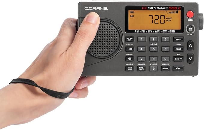 C. Crane CC Skywave SSB 2 Small AM, FM, Shortwave, and NOAA Weather Portable Travel Radio with AC Charging Adapter