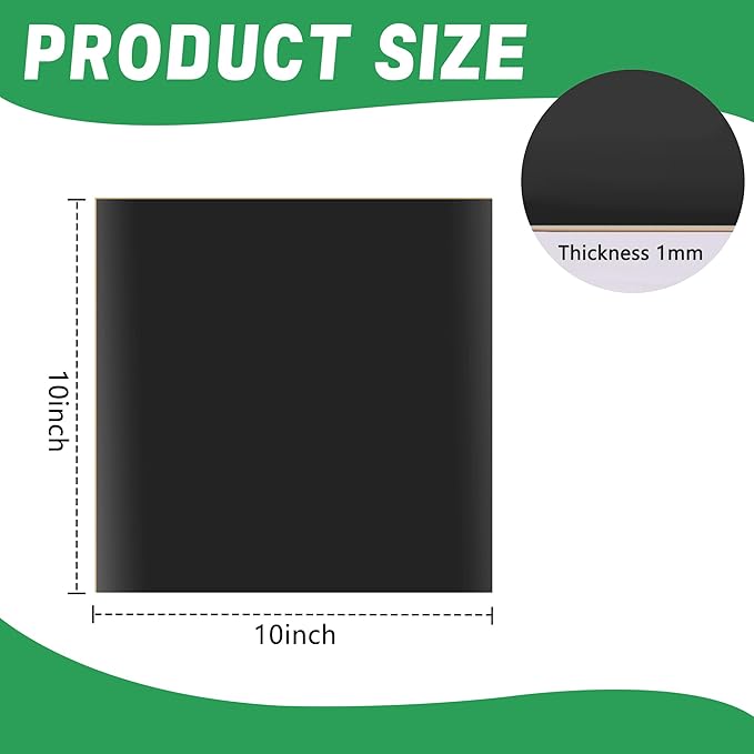 Adnee 2 Pcs Pond Liner Repair Patch-10 x 10 Inches Self-Adhesive EPDM Liner Repair Patch Kit-Thickened Square Rubber Pond Liner Seam for EPDM Garden Pond Patch Cover Repair