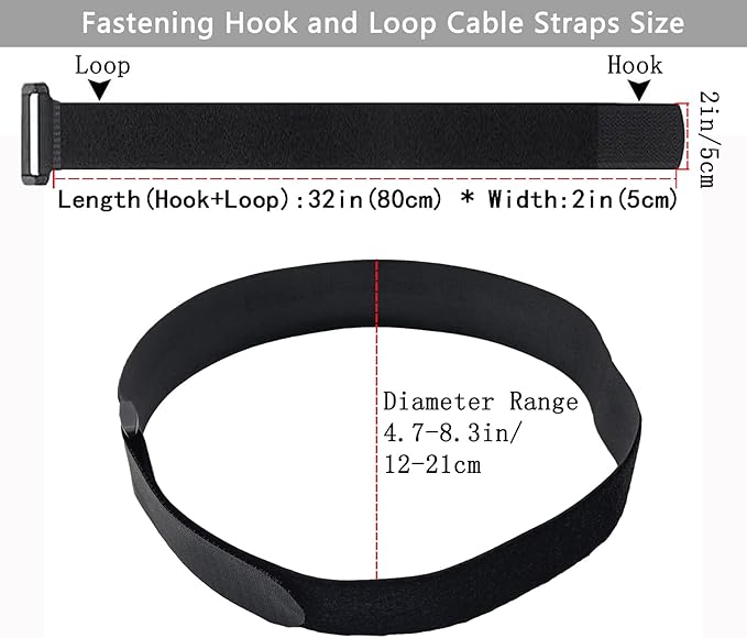 6 Pack (32 x 2 Inch) Reusable Fastening Cable Ties and Cable Straps,Adjustable Multi-Purpose Hook and Loop Straps Nylon Cable Ties Organizer Fastener Management Wire Straps