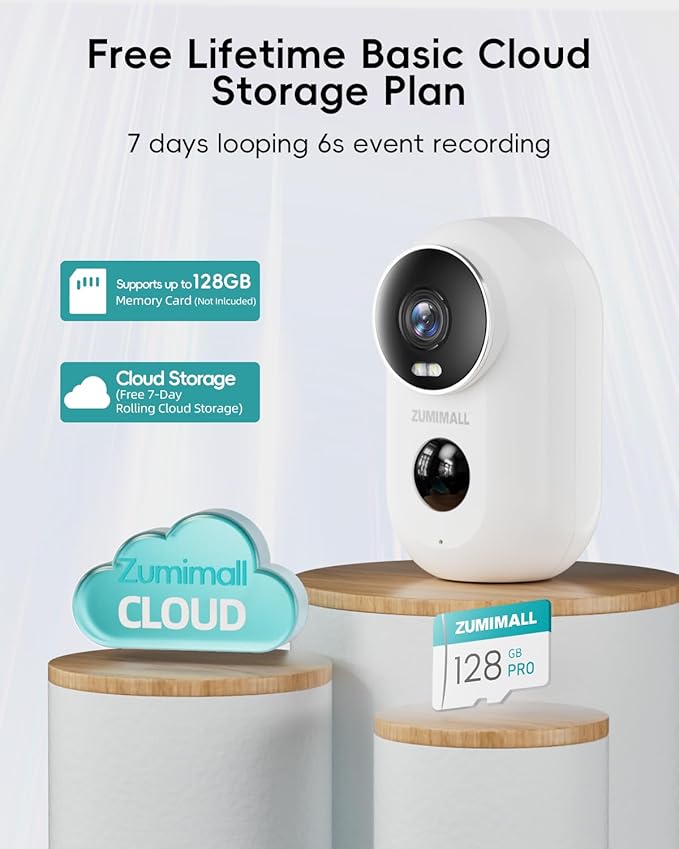 ZUMIMALL Security Cameras Wireless Outdoor with Magnetic Mount, No-Drill Installation, 2K Battery Powered Cameras for Home Security Indoor, 2.4G WiFi, Color Night Vision/130° View/AI Detection/Alexa