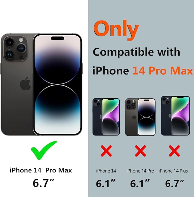 for iPhone 14 Pro Max Case Waterproof, [Shockproof] [Dustproof] [IP68 Waterproof] Full-Body Hard Case Built-in [Lens Screen Protection] for Diving Case (Black, for iPhone 14 Pro Max 6.7in)