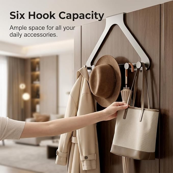 Over-The-Door Hanger Organizer, 2026 New Modern Over Door Hook, Heavy Duty Door Hanger for Home Office, Multi-Purpose Door Organizer for Family (Gray, 2pcs)