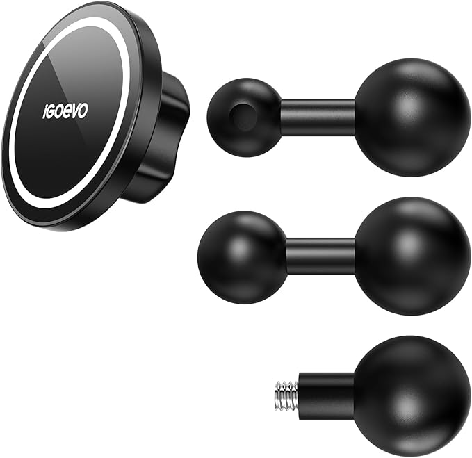 1-Inch (B Size) Ball Adapter Kit for RAM Mounts – Includes 20mm Ball Adapter, 17mm Ball Adapter, 1/4"-20 Stud, and Magnetic Phone Holder