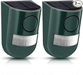 Qualirey Solar Sound and Light Alarm Motion Sensor 129db Outdoor Security Siren Waterproof Activated Detector Driveway Alarm 6 LEDs Flash Warning Deterrent Strobe System for Home, Farm(Green,2 Pack)