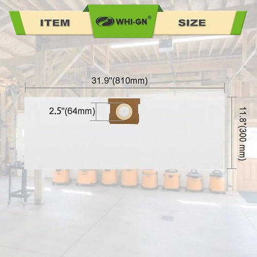 12 Pack VF3503 Shop Vac Bags for Rigid 6 to 9 Gallon Wet/Dry Vacuums, Size b High Efficiency Dust Collection Filter Bags