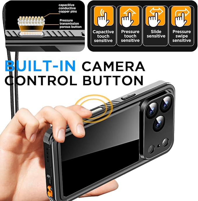 AICase Compatible with iPhone 17 Pro Case Waterproof, Clear Water Proof Built-in Screen Protector Shockproof Dustproof Snowproof Full Body Rugged Underwater Phone Case with Lanyard