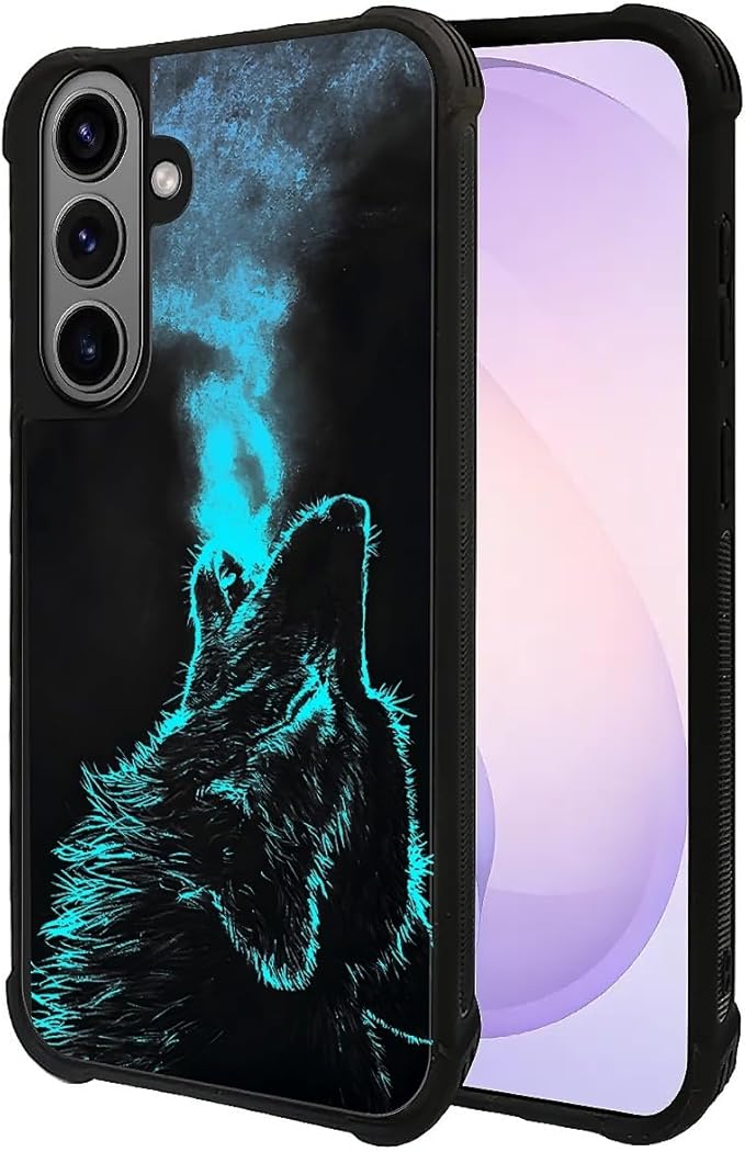 for Samsung Galaxy S26 Plus Case,Graphic Design for Girl Boy Soft Silicone Hard Acrylic Shock Protection Designed for Samsung Galaxy S26 Plus Blue Breathing Wolf Pattern