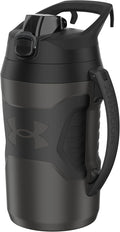 Under Armour Half Gallon Water Bottle Insulated, 64oz Insulated Water Bottle with Handle, Fence Hook, Leak Resistant, for Baseball, Football & More - Jet Grey/Black