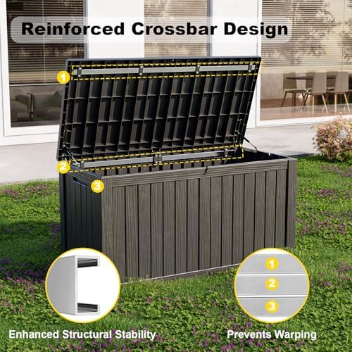EasyUp 180 Gal Waterproof Outdoor Storage Box UV Resistant Deck Box - Image 6
