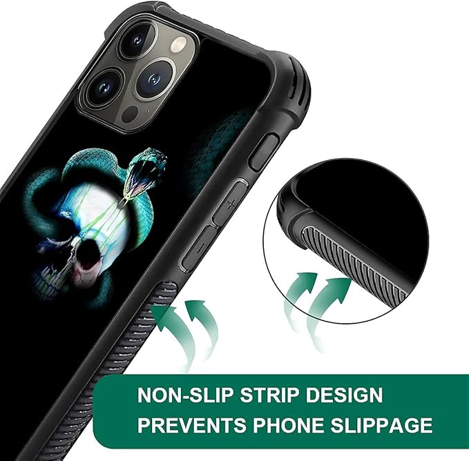 for iPhone 15 Pro Case, Skeleton Winding Snake Pattern Graphic Design Girl Boy Soft Silicone Hard Acrylic Shock Protection for iPhone 15 Pro