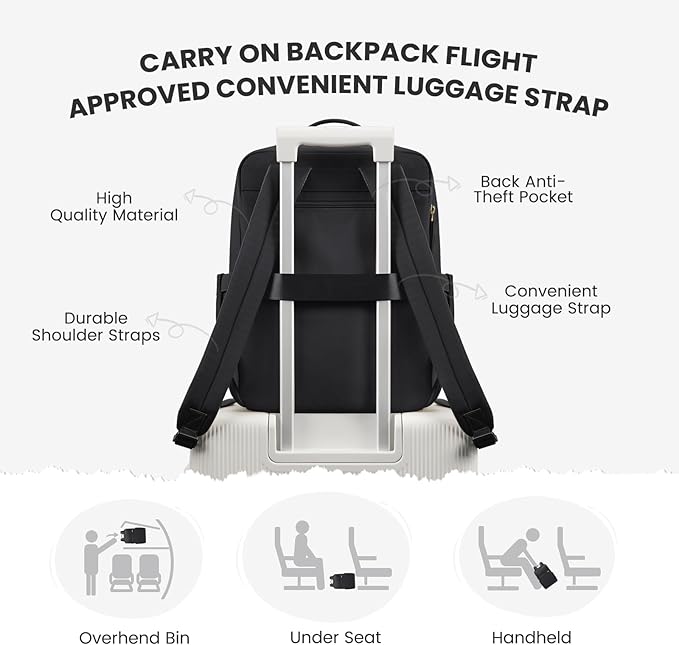 Laptop Backpack for Women, Work Business Traval Computer Backpacks with Laptop Compartment Waterproof Casual Daypack for Travel College,16Inch,Black