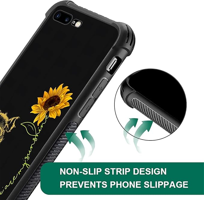 Case for iPhone 7 Plus/8 Plus, Soft Silicone Hard Acrylic Protection, Sunshine Pattern, Yellow