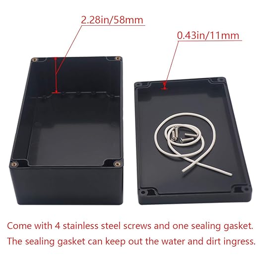 Junction box, Raculety Electrical Project Case Power Junction Box, Project Box Black (7.87"x4.72"x2.95")