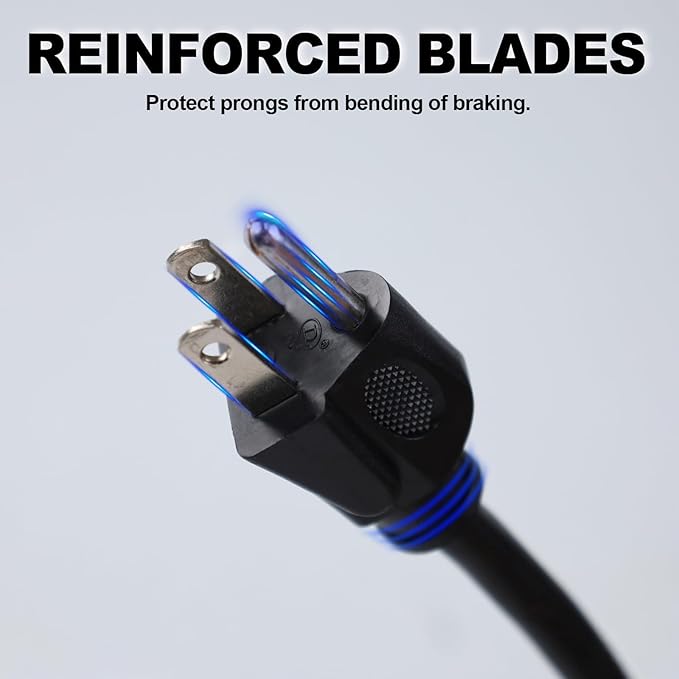 EP 6 Ft Outdoor Extension Cord with 3 Electrical Power Outlets - 16/3 SJTW Black Cable with 3 Prong Grounded Plug for Safety Great for Christmas Lights, Garden and Major Appliances