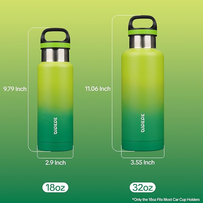 BJPKPK Insulated Water Bottle 18OZ Stainless Steel Water Bottle with Handle Double Walls Vacuum Insulated BPA Free Flask, Bamboo Grove