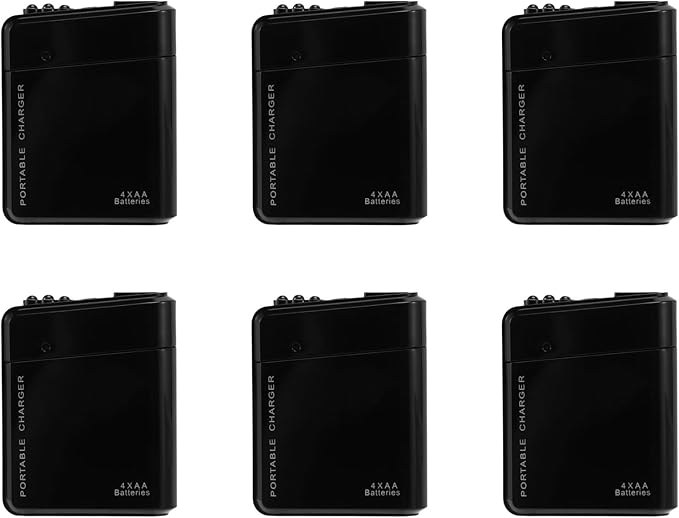 6pcs Black 4X AA Battery Portable Emergency Power Charger USB for Cell Phone