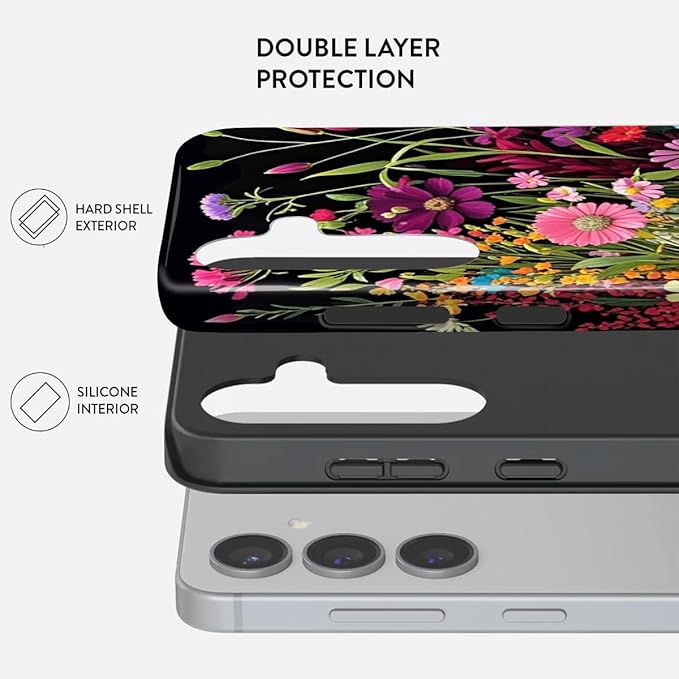 Compatible for Samsung Galaxy S25 Ultra 5G Case, Dual Layer Heavy Duty 2 in 1 Shockproof Protective Phone Case,Beautiful Wildflowers