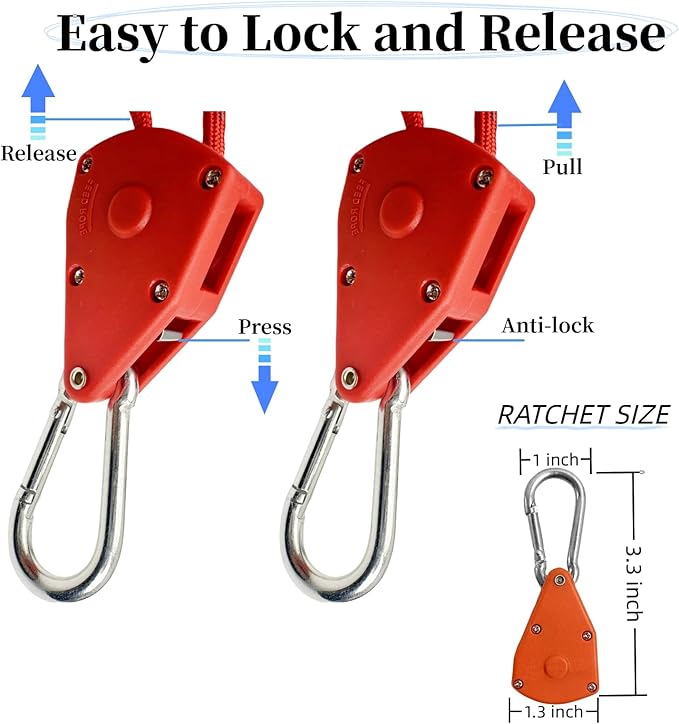 Longer 18ft Ratchet Straps Ropes Tie Down Rope Strap Small Mini Reflctive Outdoor Windproof Rope Roller Adjustable Camping Tent Hanger Grow Light Kayak Paracord 4 Pack 1/8"
