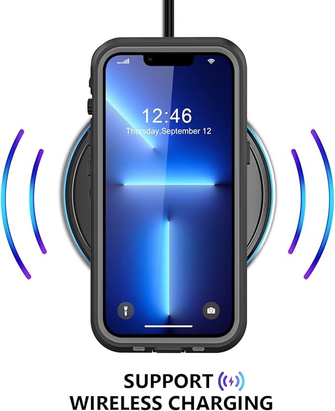 Protebox for iPhone 13 Pro Max Waterproof Case with Built-in Screen Protector, Shockproof Dustproof Full Body Protective IP68 Waterproof Phone Case for iPhone 13 Pro Max 6.7 inch (Black/Clear)