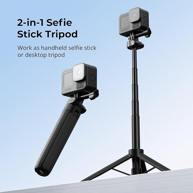 SmallRig 2-in-1 Selfie Stick Tripod, 7.1-20.5in Extendable, Support Horizontal & Vertical Shooting, for GoPro Hero 13/12/11/10/9, for DJI Osmo Nano Action 6/5 Pro/4/3, for Insta360 Ace Pro 2-5725