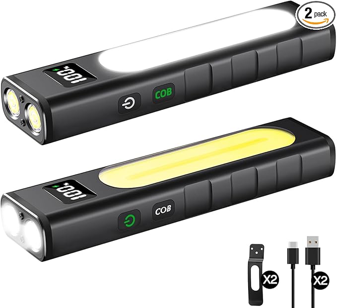 Rechargeable Flashlights High Lumens 1800, Flat EDC Flashlight Rechargeable, Magnetic Pocket Flashlight Super Bright, Powerful LED Flashlight for Home, Tactical Flash Lights as Christmas Gifts for Men