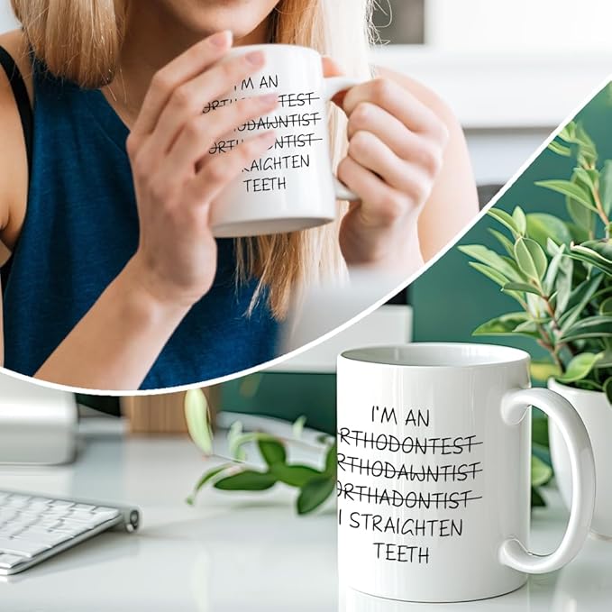 RZHV I Am Orthodawntist I Straighten Teeth 11 Oz Novelty Mug, Funny Coffee Mug for Dentist, Humour Office Gifts for Dental Hygienist Dentist Assistant, Grad Gifts for Dental Student