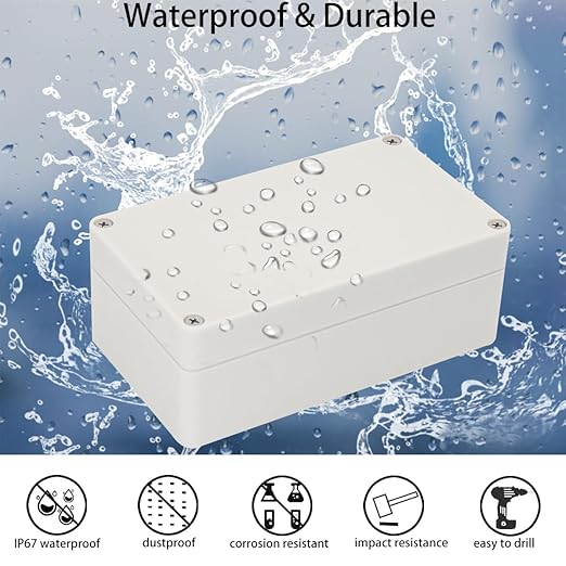 Project Box IP65 Waterproof Junction Box ABS Plastic Electrical Boxes DIY Electronic Project Case Power Enclosure White 7.87x4.72x2.2 inch (200 x 120 x56 mm)