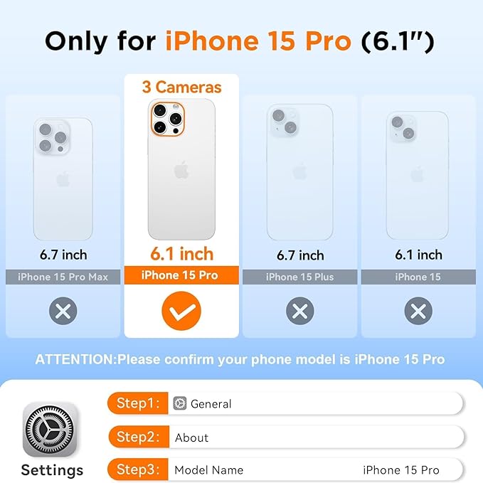 WIFORT for iPhone 15 Pro Waterproof Case, [IP68 Underwater Dustproof][Built-in Screen][15FT Military Shockproof], 360 Full Body Sealed Protection Cover Magnetic Frosted Phone Case, 6.1" Purple