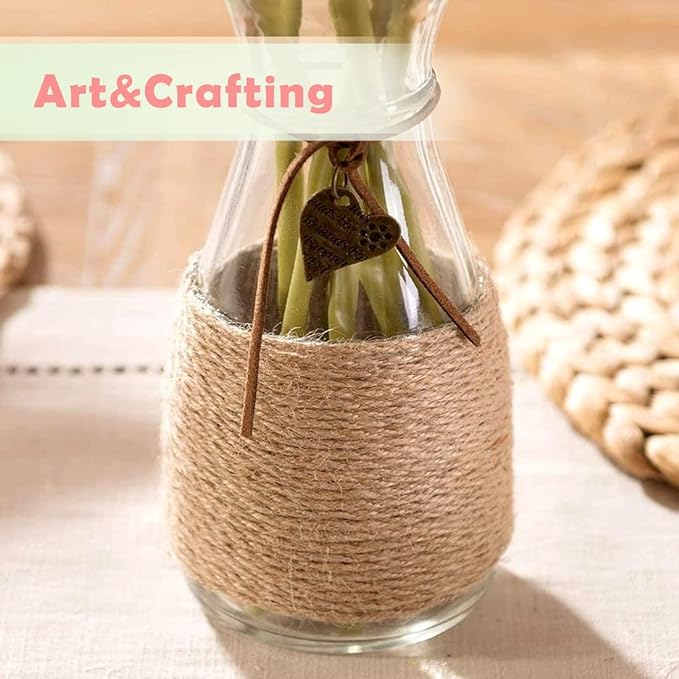 PerkHomy 1100FT Jute Twine String 2mm 3ply Natural Thin Twine for Craft Gardening Gift Wrapping Packing Material Wedding Christmas Decoration Bulk