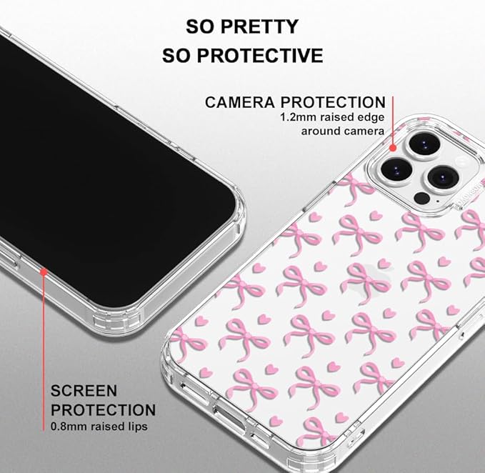 MOSNOVO Case for iPhone 13 Pro Max, [Buffertech 6.6ft Military-Grade Drop Protection] [Anti Peel Off Tech] Clear TPU Bumper Phone Case Cover Design - Bowtiful Love