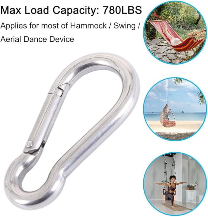 PROND Carabiner Clip, Heavy Duty Carabiner Clips, 316 Stainless Steel Carabiner Hooks, Multi-Purpose Spring Snap Hook
