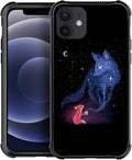 for iPhone 12 Mini Case, Galaxy Fox Wolf Pattern Graphic Design Girl Boy Soft Silicone Hard Acrylic Shock Protection for iPhone 12 Mini