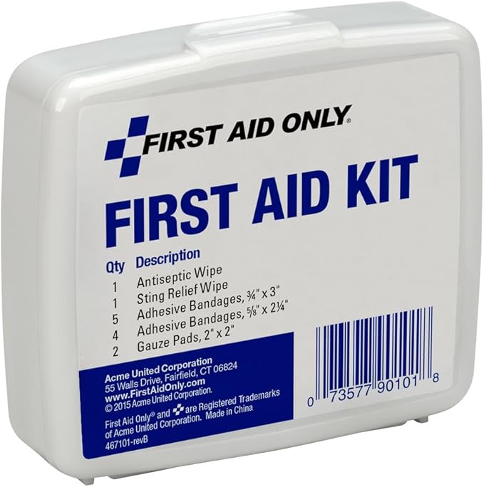 First Aid Only PhysiciansCare On-The-Go Emergency First Aid Kit for Home, Work, and Travel, 13 Pieces (Antiseptic Wipes, Sting Relief Wipes, Gauze Pads, Bandages) (Pack of 6)