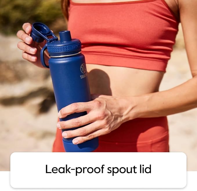 Takeya Actives Stainless Steel Water Bottle, Insulated Spout Lid, Keeps Drinks Cold 24 Hrs, Leakproof, Durable, Dishwasher Safe, Ideal for Gym, Travel, Fits Most Cup Holders, 32 oz/Teal