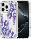 MOSNOVO Case for iPhone 16 Pro, [Buffertech 6.6ft Military-Grade Drop Protection] [Anti Peel Off Tech] Clear TPU Bumper Phone Case Cover Design - Lavender